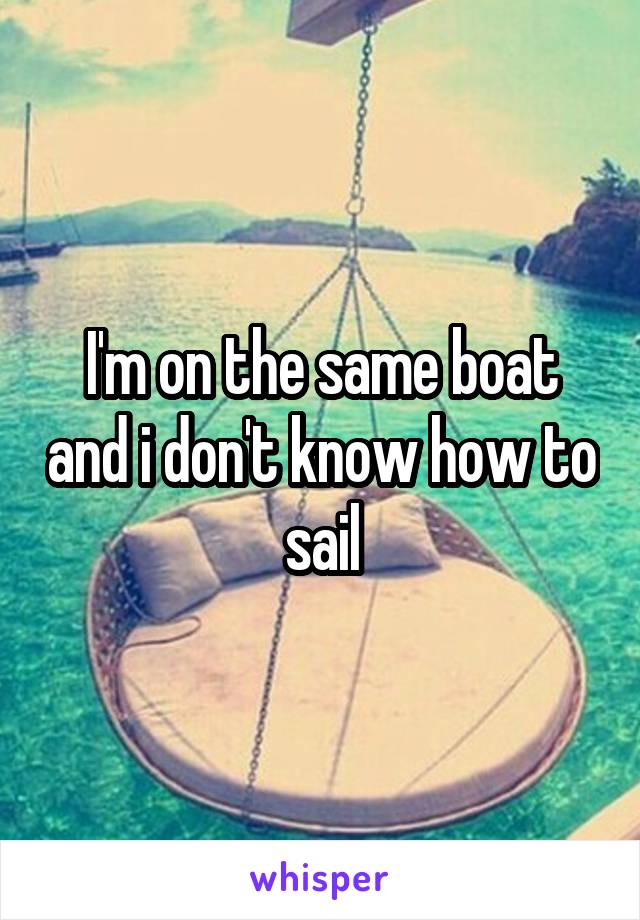 I'm on the same boat and i don't know how to sail