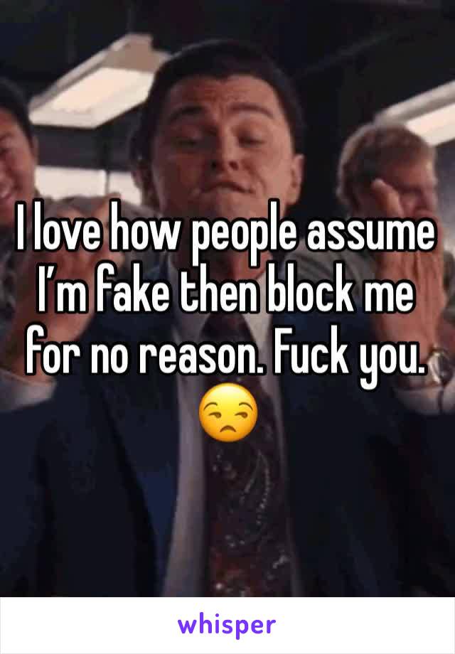 I love how people assume I’m fake then block me for no reason. Fuck you. 😒