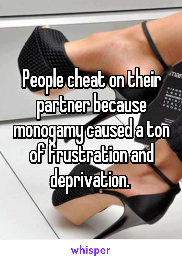 People cheat on their partner because monogamy caused a ton of frustration and deprivation. 