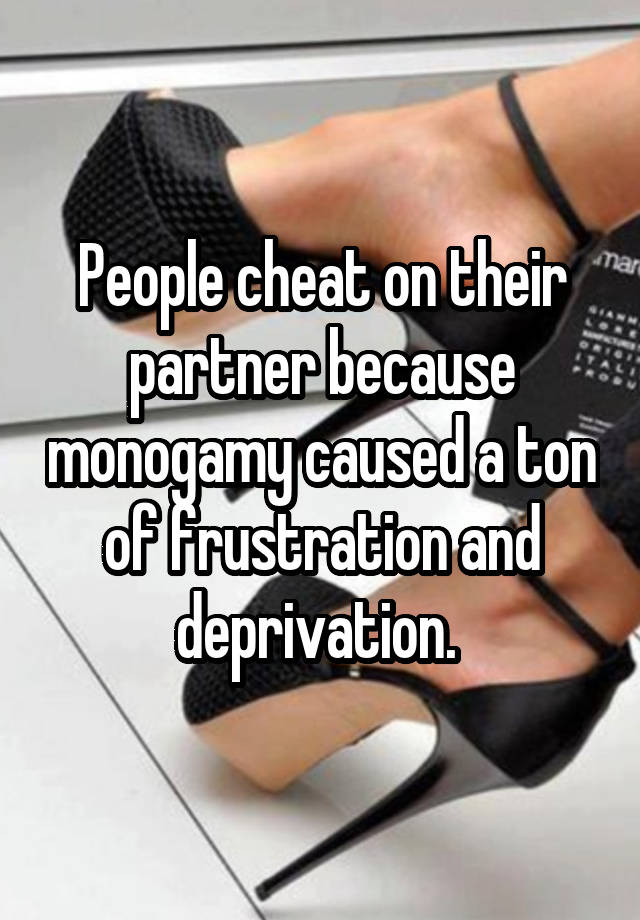 People cheat on their partner because monogamy caused a ton of frustration and deprivation. 