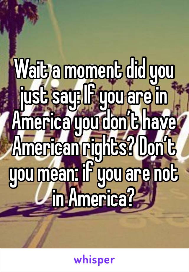 Wait a moment did you just say: If you are in America you don’t have American rights? Don’t you mean: if you are not in America? 