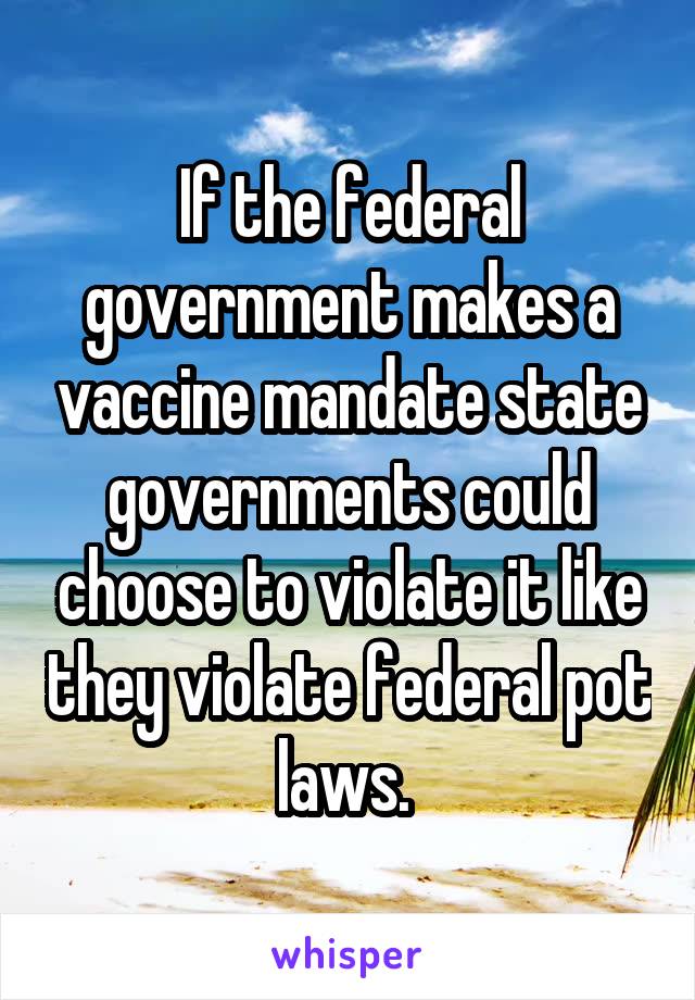 If the federal government makes a vaccine mandate state governments could choose to violate it like they violate federal pot laws. 