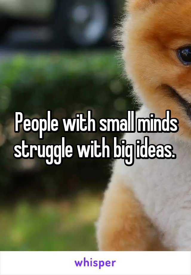 People with small minds struggle with big ideas. 