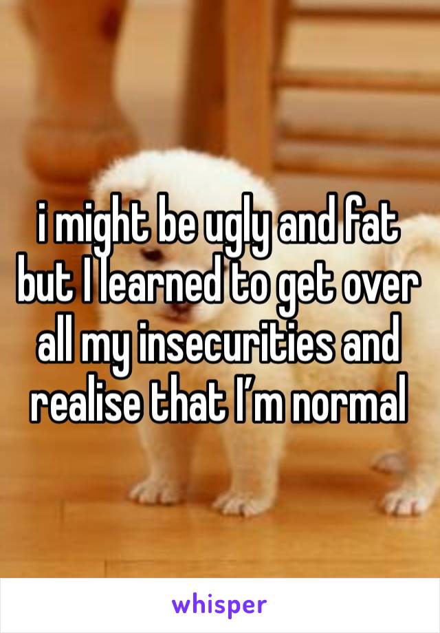 i might be ugly and fat but I learned to get over all my insecurities and realise that I’m normal 