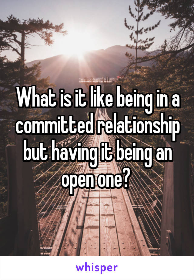 What is it like being in a committed relationship but having it being an open one? 