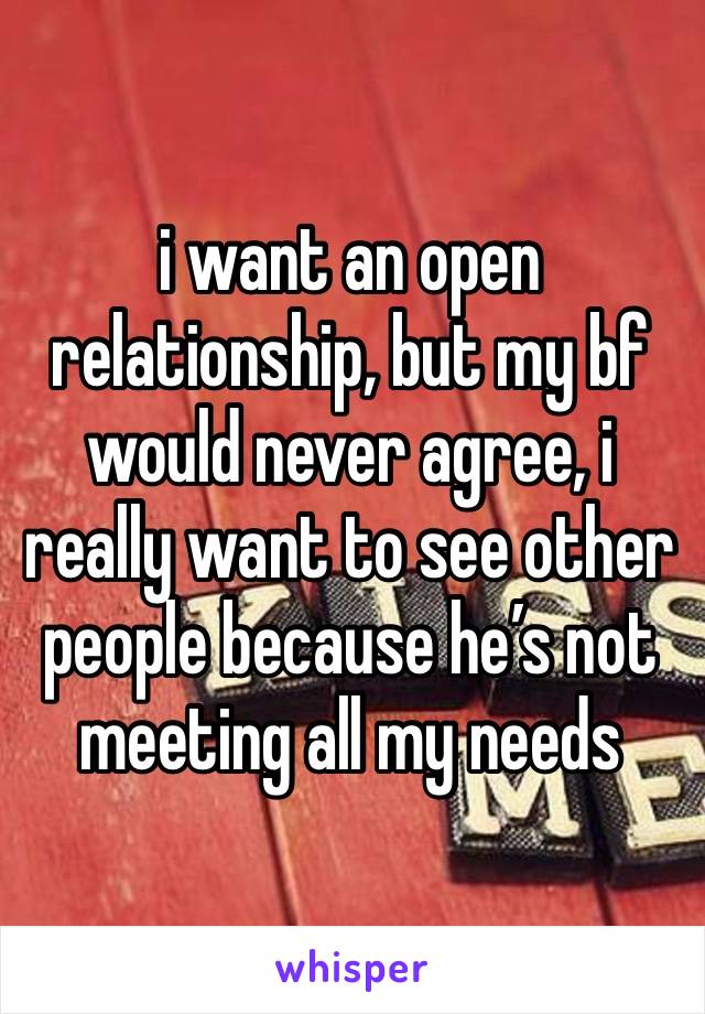 i want an open relationship, but my bf would never agree, i really want to see other people because he’s not meeting all my needs