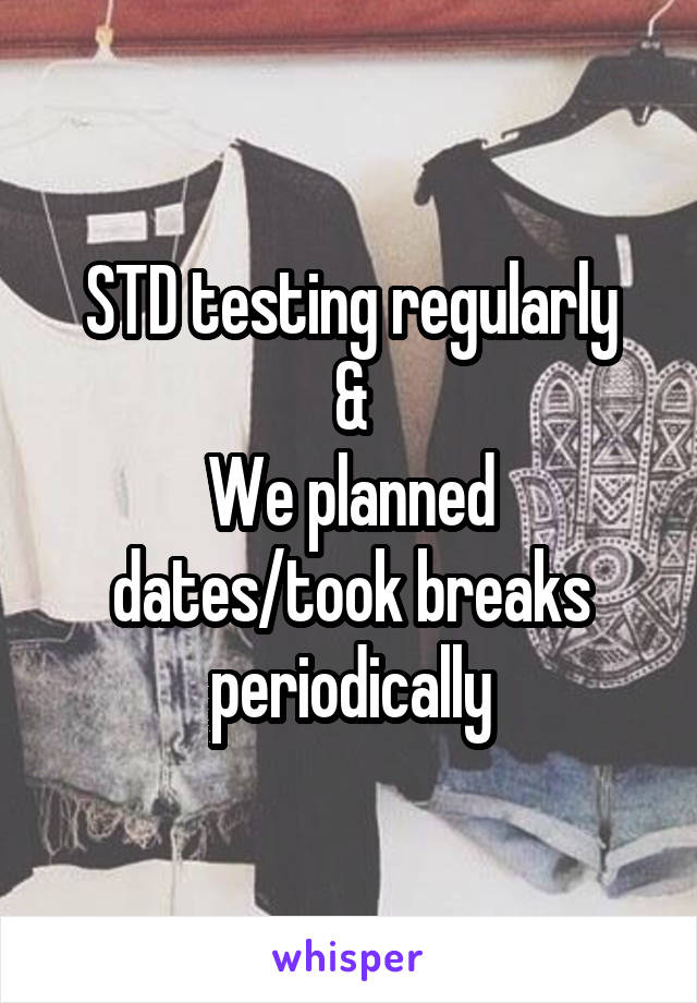 STD testing regularly
&
We planned dates/took breaks periodically