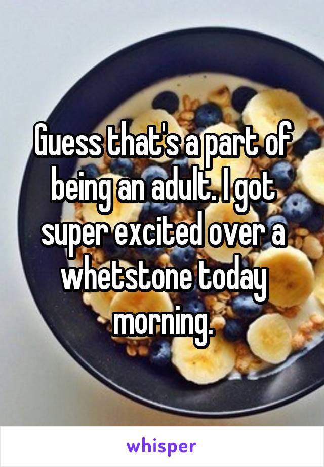 Guess that's a part of being an adult. I got super excited over a whetstone today morning.