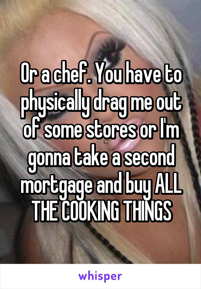 Or a chef. You have to physically drag me out of some stores or I'm gonna take a second mortgage and buy ALL THE COOKING THINGS