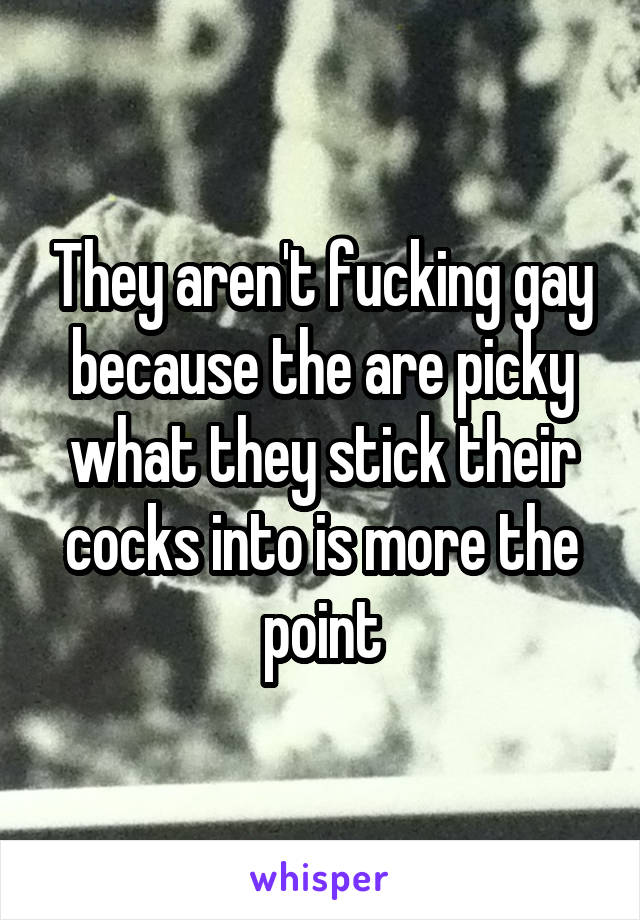 They aren't fucking gay because the are picky what they stick their cocks into is more the point