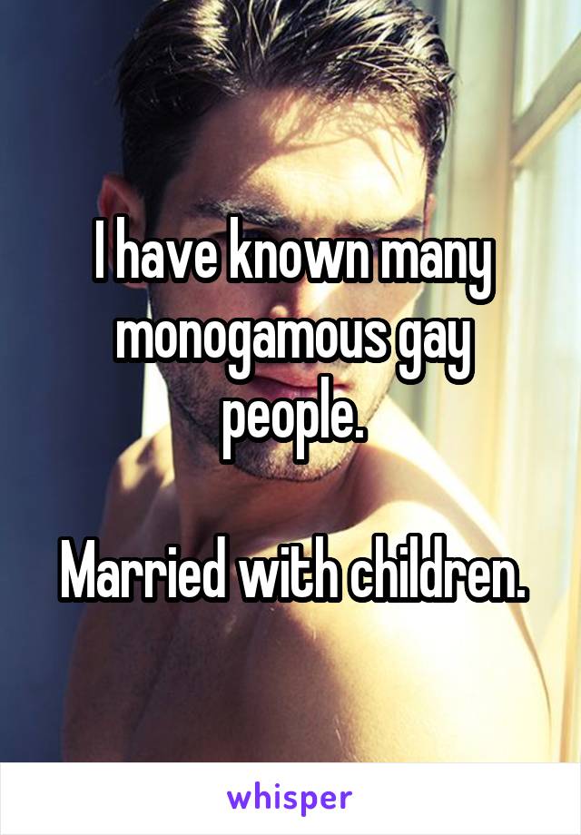 I have known many monogamous gay people.

Married with children.