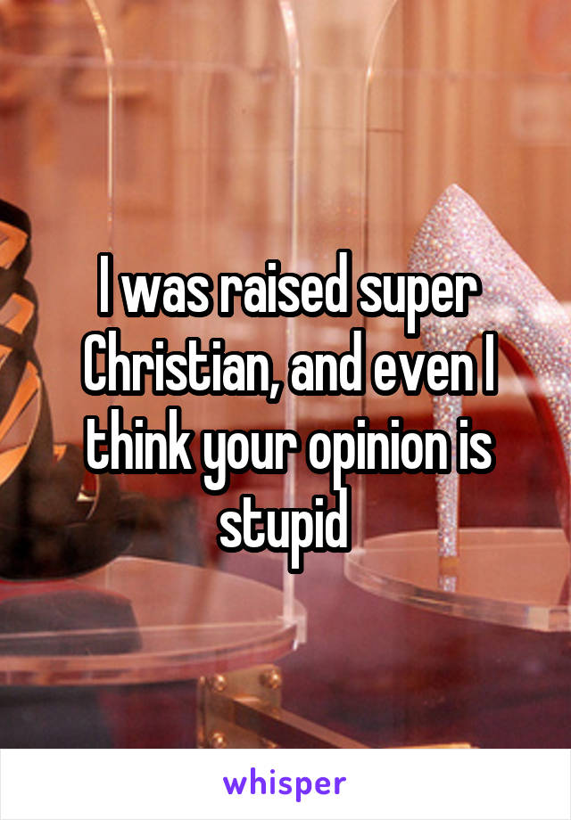 
I was raised super Christian, and even I think your opinion is stupid 