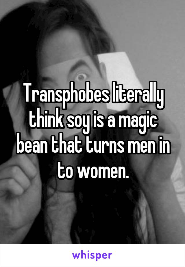 Transphobes literally think soy is a magic bean that turns men in to women.