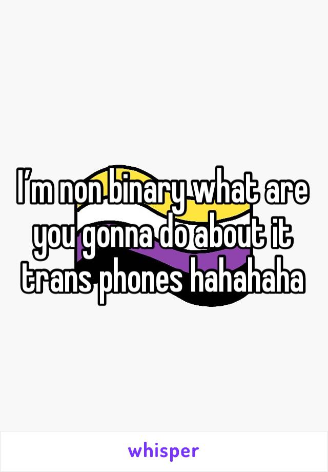 I’m non binary what are you gonna do about it trans phones hahahaha