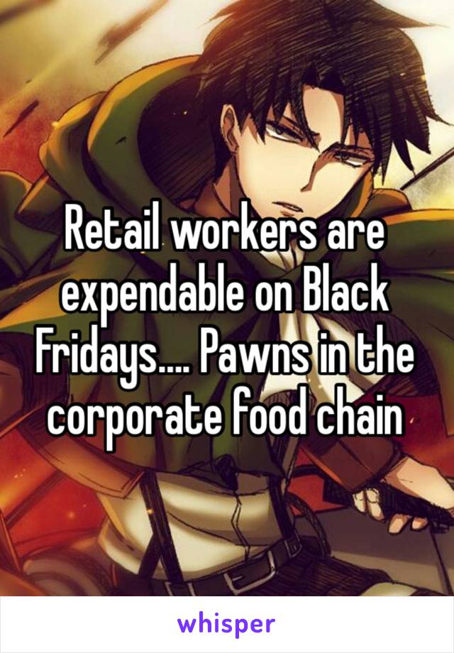 Retail workers are expendable on Black Fridays…. Pawns in the corporate food chain