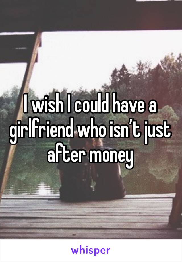 I wish I could have a girlfriend who isn’t just after money 