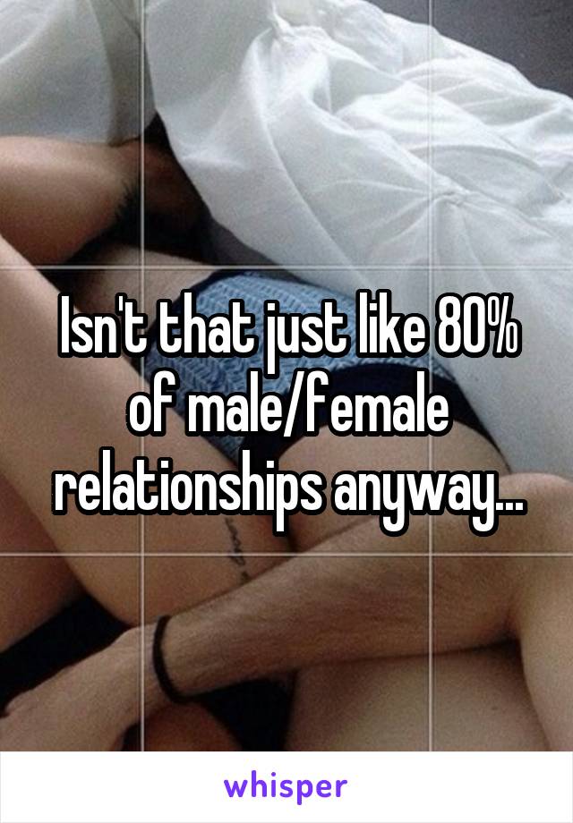 Isn't that just like 80% of male/female relationships anyway...