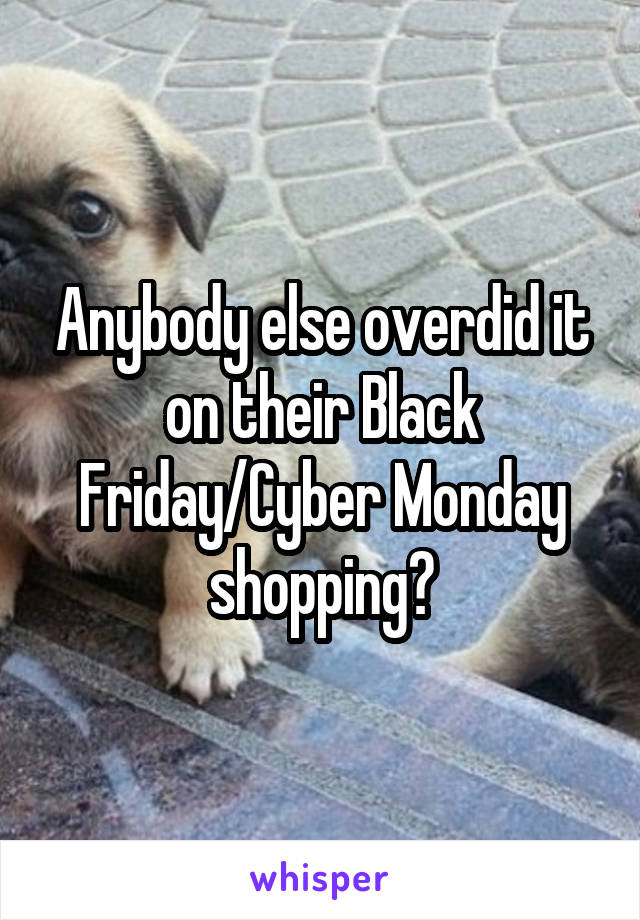 Anybody else overdid it on their Black Friday/Cyber Monday shopping?