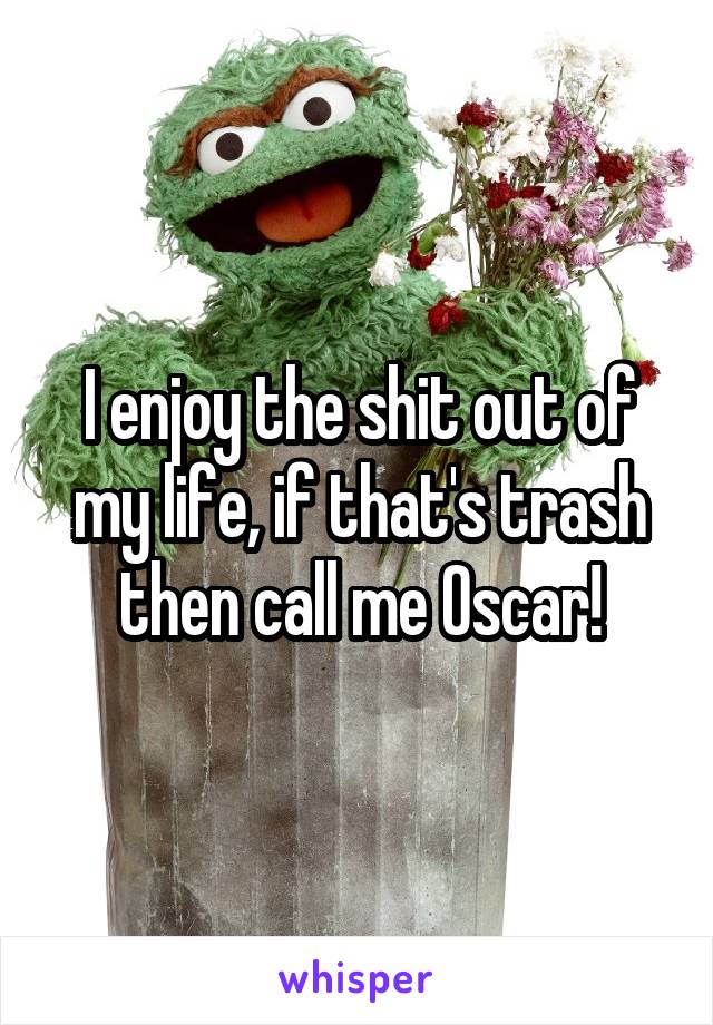 I enjoy the shit out of my life, if that's trash then call me Oscar!