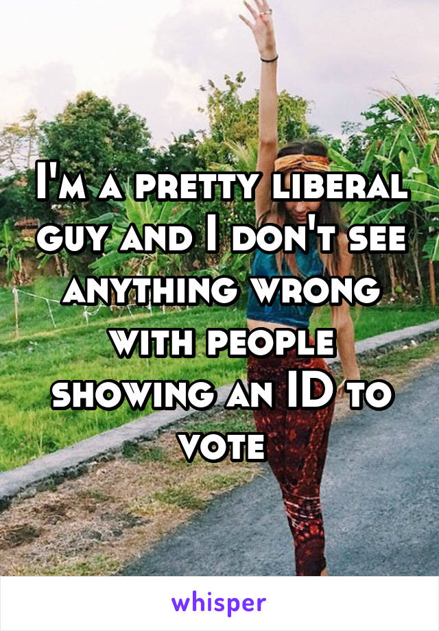 I'm a pretty liberal guy and I don't see anything wrong with people showing an ID to vote