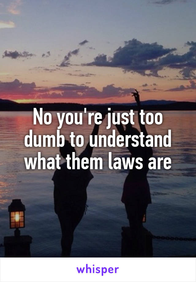 No you're just too dumb to understand what them laws are