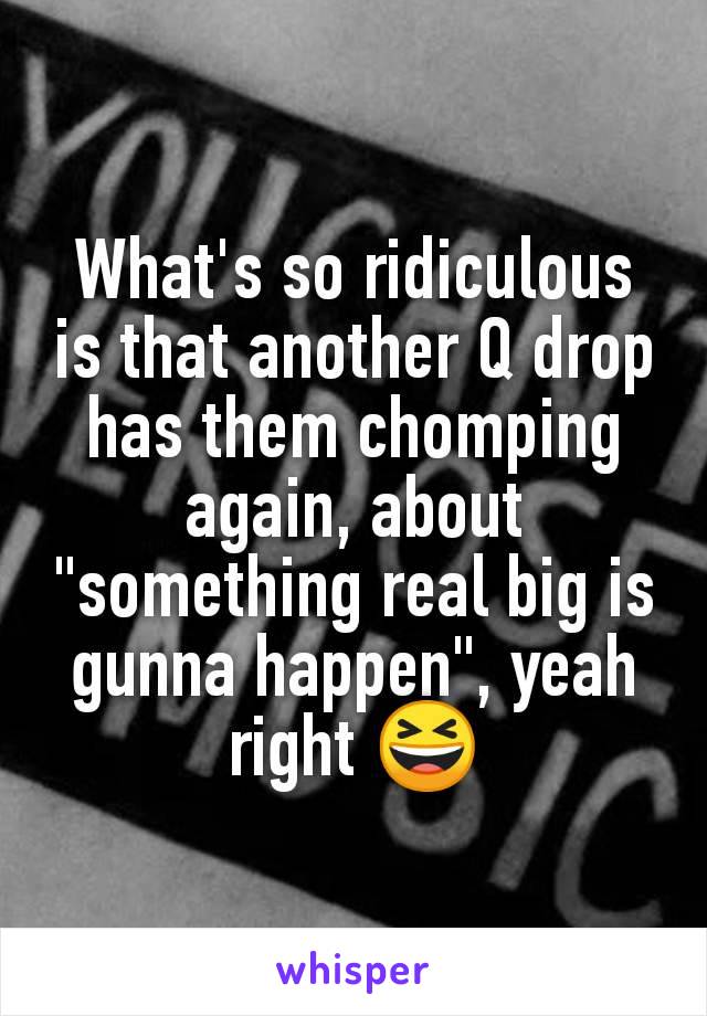 What's so ridiculous is that another Q drop has them chomping again, about "something real big is gunna happen", yeah right 😆