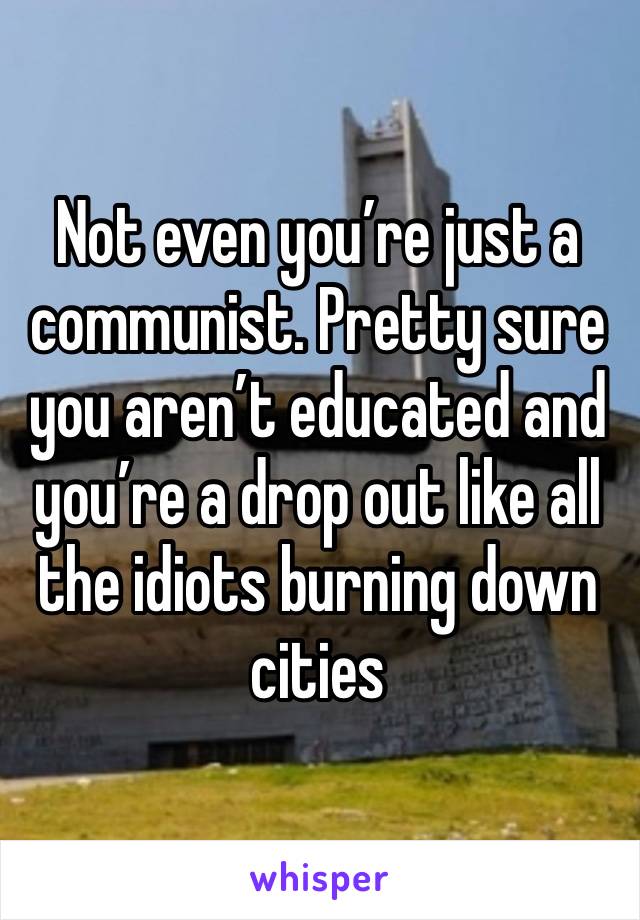 Not even you’re just a communist. Pretty sure you aren’t educated and you’re a drop out like all the idiots burning down cities 