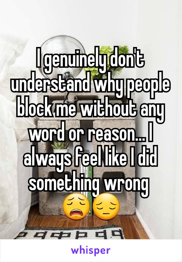 I genuinely don't understand why people block me without any word or reason... I always feel like I did something wrong 
😩😔