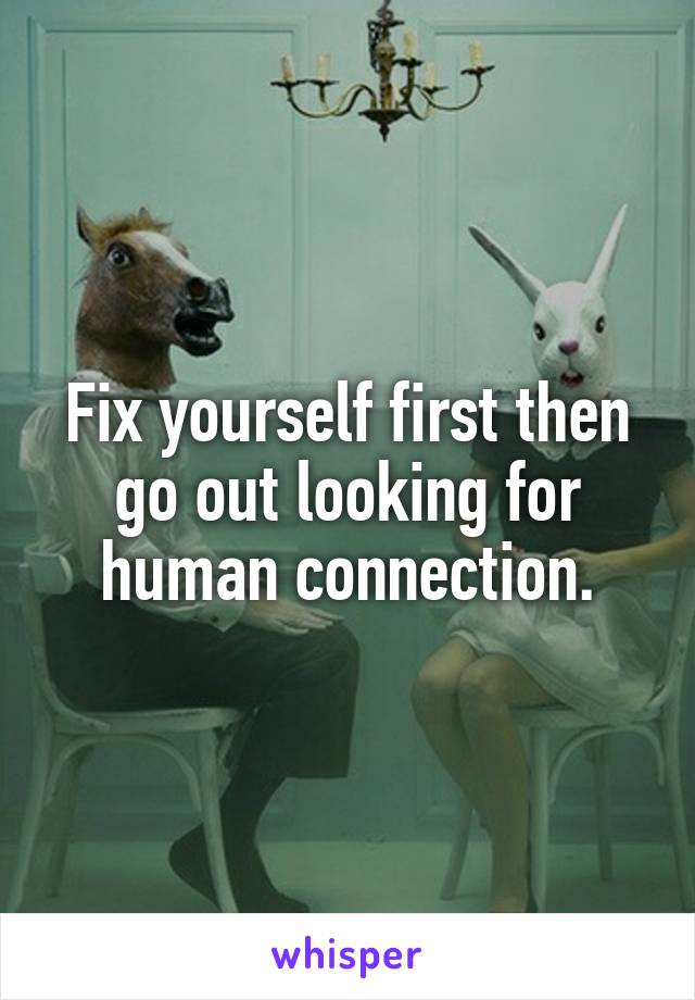 Fix yourself first then go out looking for human connection.