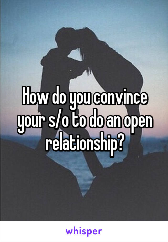 How do you convince your s/o to do an open relationship?