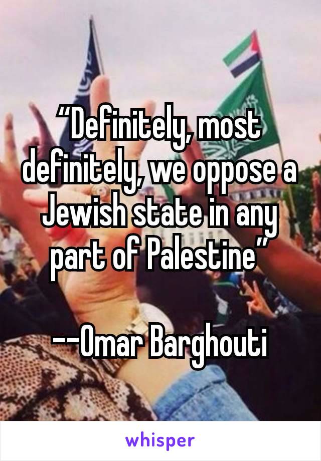 “Definitely, most definitely, we oppose a Jewish state in any part of Palestine”

--Omar Barghouti