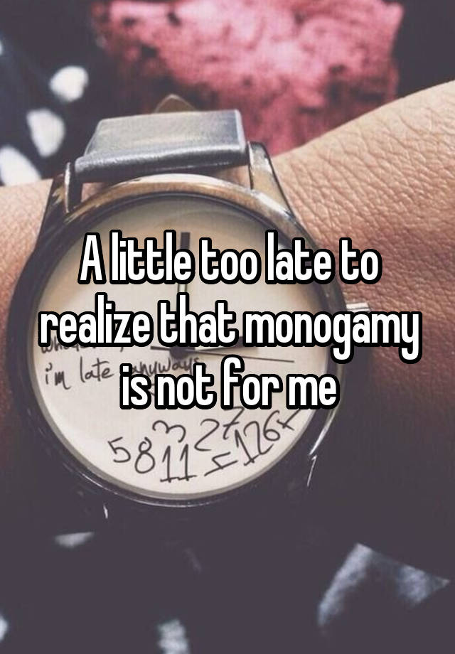 A little too late to realize that monogamy is not for me