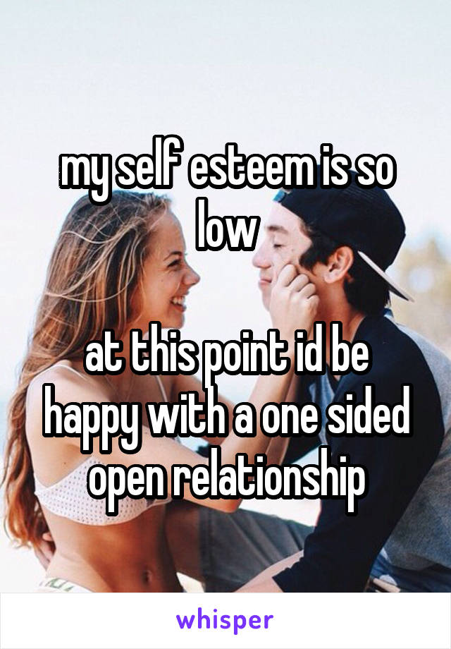 my self esteem is so low

at this point id be happy with a one sided open relationship