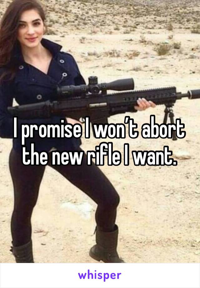 I promise I won’t abort the new rifle I want. 