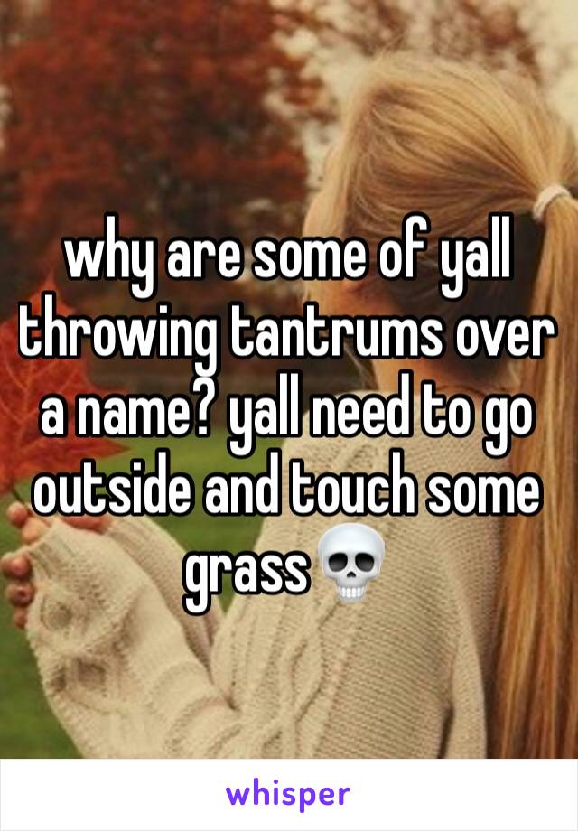 why are some of yall throwing tantrums over a name? yall need to go outside and touch some grass💀