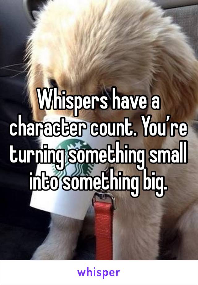 Whispers have a character count. You’re turning something small into something big. 