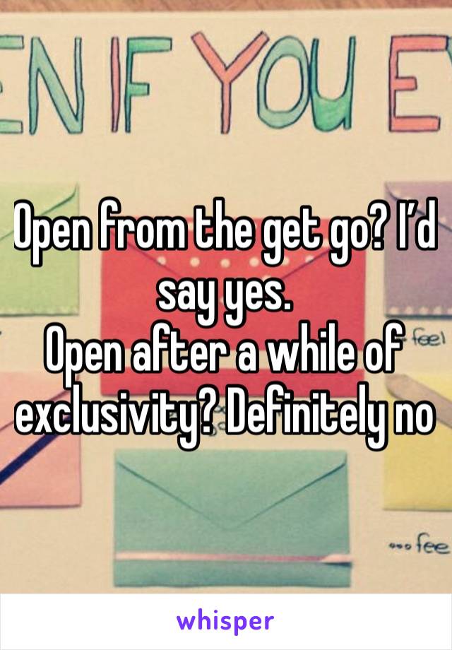 Open from the get go? I’d say yes. 
Open after a while of exclusivity? Definitely no