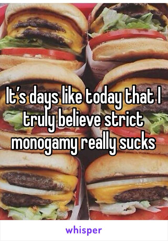 It’s days like today that I truly believe strict monogamy really sucks