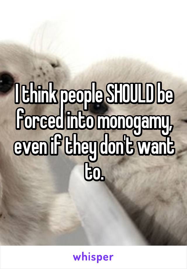 I think people SHOULD be forced into monogamy, even if they don't want to.