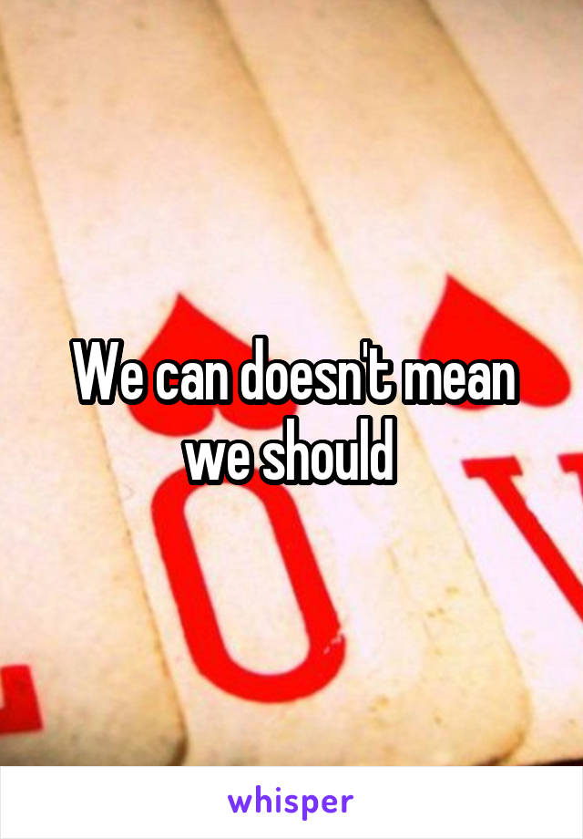 We can doesn't mean we should 