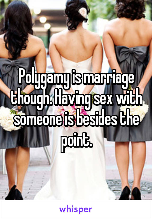 Polygamy is marriage though. Having sex with someone is besides the point.