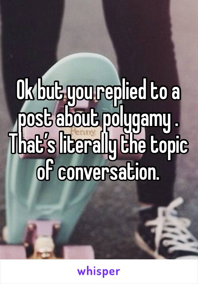 Ok but you replied to a post about polygamy . That’s literally the topic of conversation.