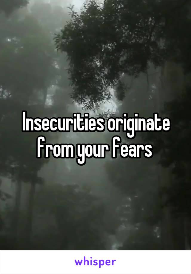 Insecurities originate from your fears 