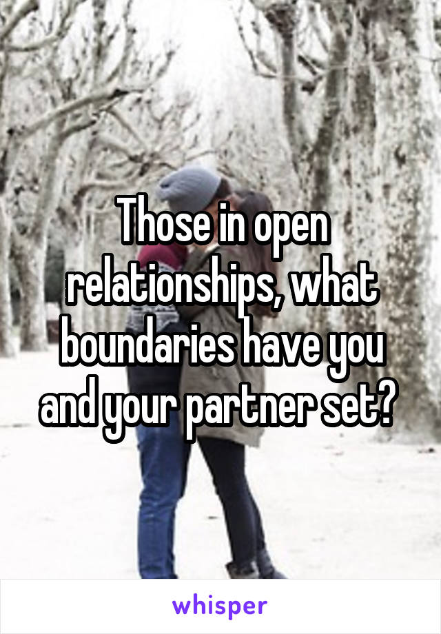 Those in open relationships, what boundaries have you and your partner set? 