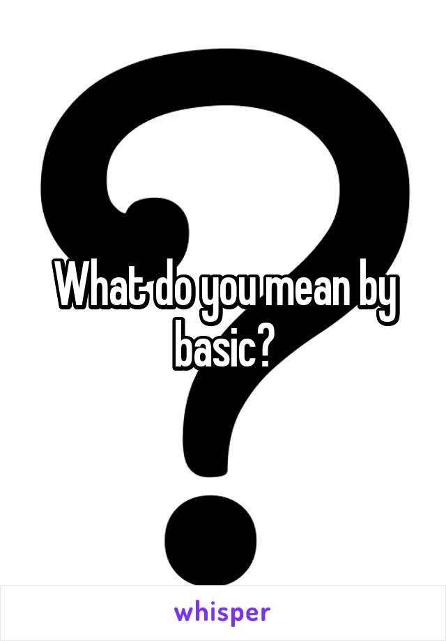 What do you mean by basic?