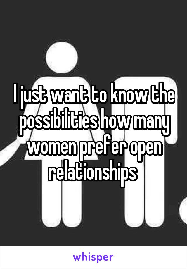 I just want to know the possibilities how many women prefer open relationships 