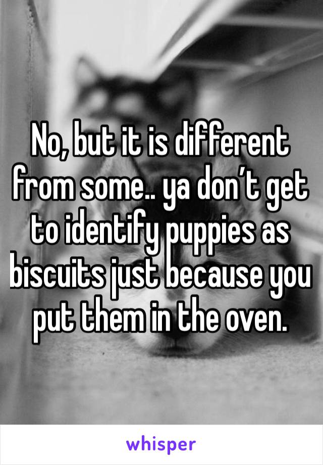 No, but it is different from some.. ya don’t get to identify puppies as biscuits just because you put them in the oven.