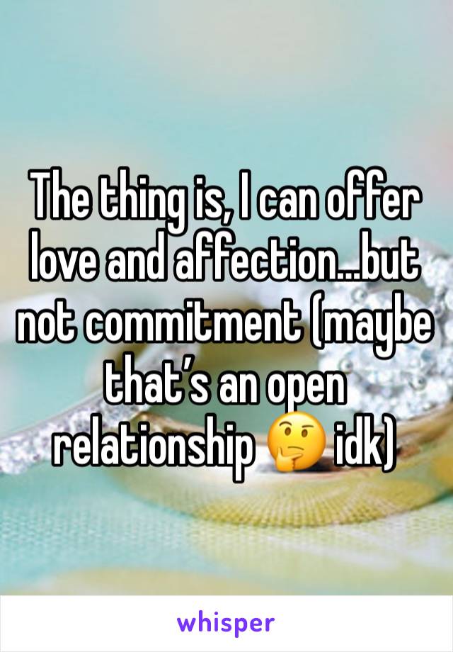 The thing is, I can offer love and affection…but not commitment (maybe that’s an open relationship 🤔 idk)