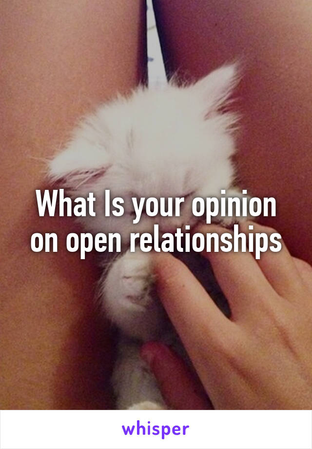 What Is your opinion on open relationships