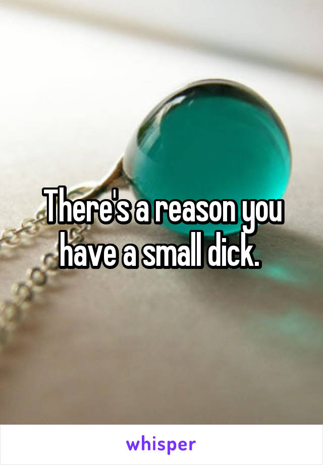 There's a reason you have a small dick. 